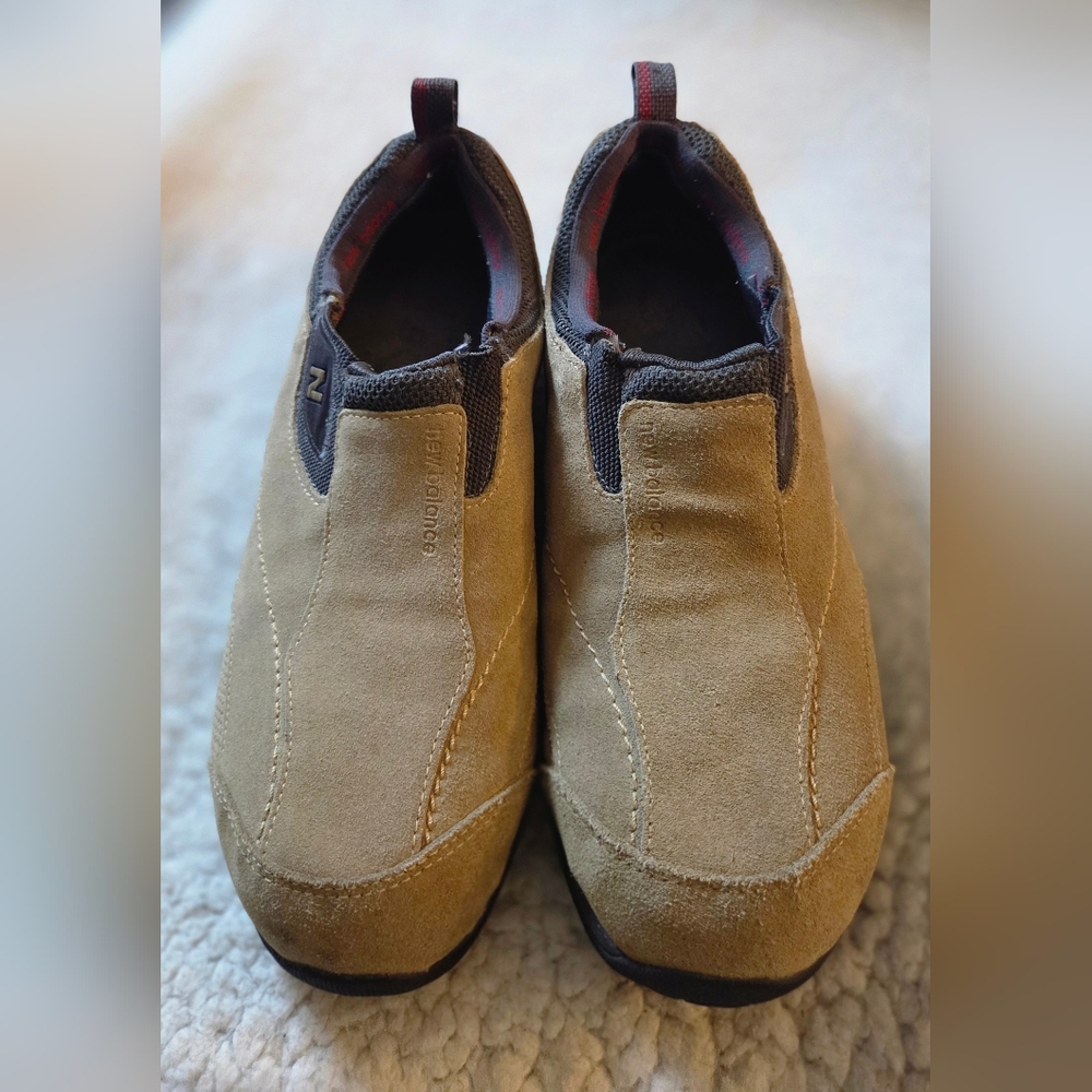 New Balance MW640KH Men's 9 4E Wide Tan Suede Slip-On Walking Shoes Comfort